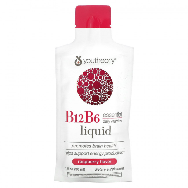 Youtheory, B12B6 On The Go, малиновый, 12 пакетиков по 30 мл (1 жидк. Унция) Youtheory, B12B6 On The Go, малиновый, 12 пакетиков по 30 мл (1 жидк. Унция)