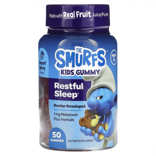 The Smurfs, детские жевательные таблетки, для спокойного сна, для детей от 3 лет, ягодный вкус, 50 жевательных таблеток The Smurfs, детские жевательные таблетки, для спокойного сна, для детей от 3 лет, ягодный вкус, 50 жевательных таблеток