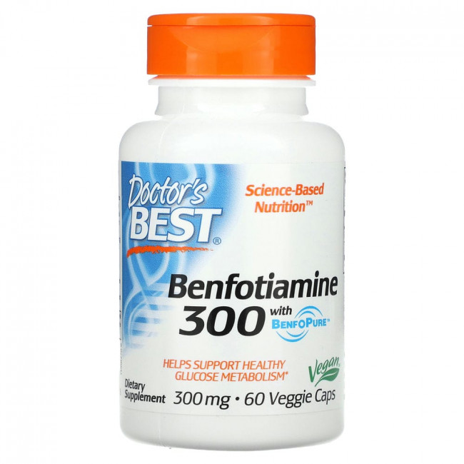 Doctor's Best, бенфотиамин с BenfoPure, 300 мг, 60 вегетарианских капсул Doctor's Best, бенфотиамин с BenfoPure, 300 мг, 60 вегетарианских капсул
