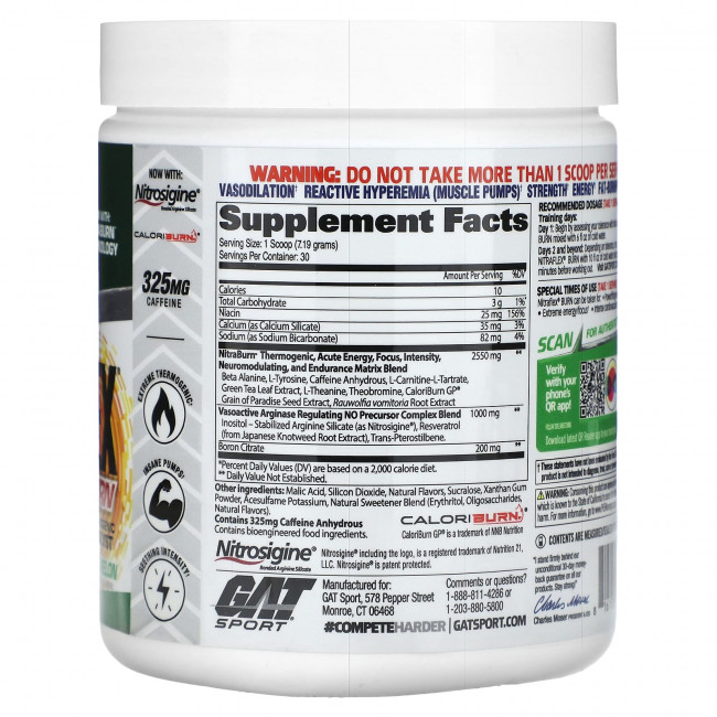 GAT, Sport, NITRAFLEX Burn, яблочная дыня, 215,7 г (7,6 унции) GAT, Sport, NITRAFLEX Burn, яблочная дыня, 215,7 г (7,6 унции)