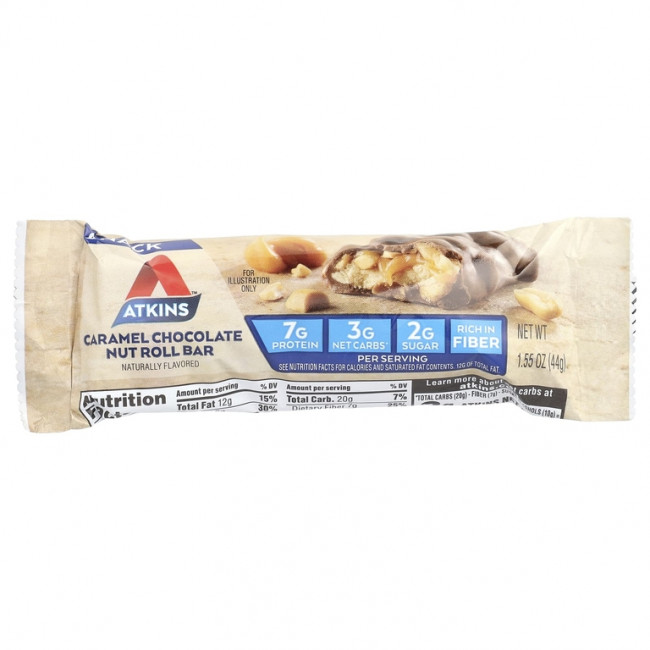Atkins, Snack, батончик с карамелью, шоколадом и орехами, 8 батончиков, 44 г (1,55 унции) Atkins, Snack, батончик с карамелью, шоколадом и орехами, 8 батончиков, 44 г (1,55 унции)