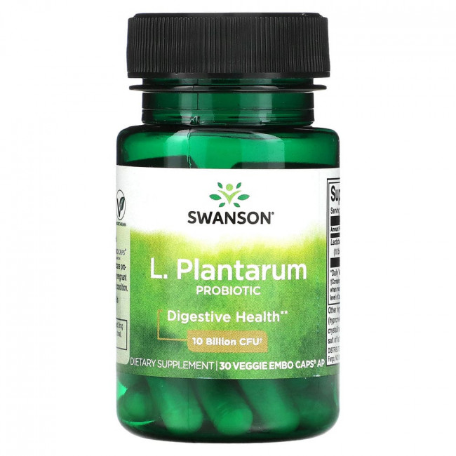 Swanson, Ацидофильные лактобактерии (L. acidophilus), Пробиотик Plantarum, 10 млрд КОЕ, 30 растительных капсул с ЭМО Swanson, Ацидофильные лактобактерии (L. acidophilus), Пробиотик Plantarum, 10 млрд КОЕ, 30 растительных капсул с ЭМО