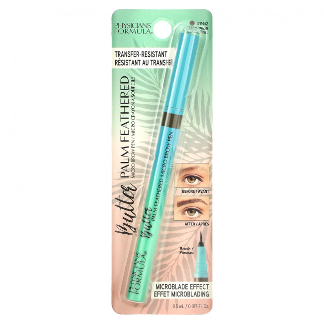 Physicians Formula, Ручка для бровей с перьями Butter Palm, универсальная коричневая, 0,5 мл (0,017 жидк. Унции) Physicians Formula, Ручка для бровей с перьями Butter Palm, универсальная коричневая, 0,5 мл (0,017 жидк. Унции)