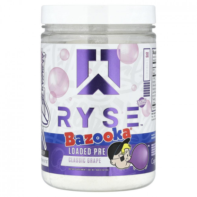 RYSE, Loaded Pre, Bazooka® Classic Grape, 450 г (15,9 унций) RYSE, Loaded Pre, Bazooka® Classic Grape, 450 г (15,9 унций)