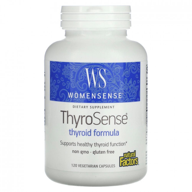 Natural Factors, WomenSense, ThyroSense, средство для щитовидной железы, 120 вегетарианских капсул Natural Factors, WomenSense, ThyroSense, средство для щитовидной железы, 120 вегетарианских капсул