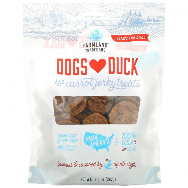 Farmland Traditions, Dogs Love Duck and Carrot, вяленое лакомство, 382 г (13,5 унции) Farmland Traditions, Dogs Love Duck and Carrot, вяленое лакомство, 382 г (13,5 унции)