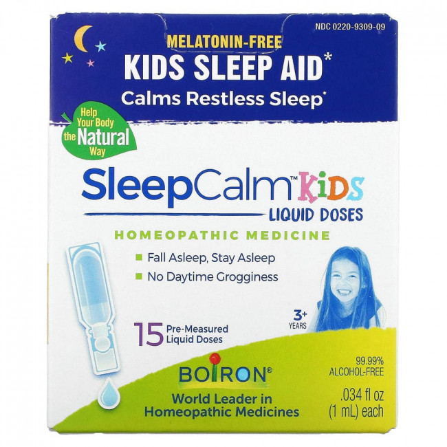 Boiron, Kids, SleepCalm, жидкие дозы, для детей от 3 лет, без мелатонина, 15 предварительно отмеренных жидких доз, по 1 мл (0,034 жидк. Унции) Boiron, Kids, SleepCalm, жидкие дозы, для детей от 3 лет, без мелатонина, 15 предварительно отмеренных жидких доз, по 1 мл (0,034 жидк. Унции)