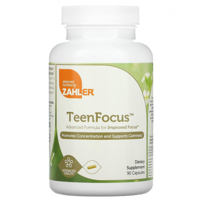 Zahler, TeenFocus, улучшенная формула для улучшения концентрации внимания, 90 капсул Zahler, TeenFocus, улучшенная формула для улучшения концентрации внимания, 90 капсул
