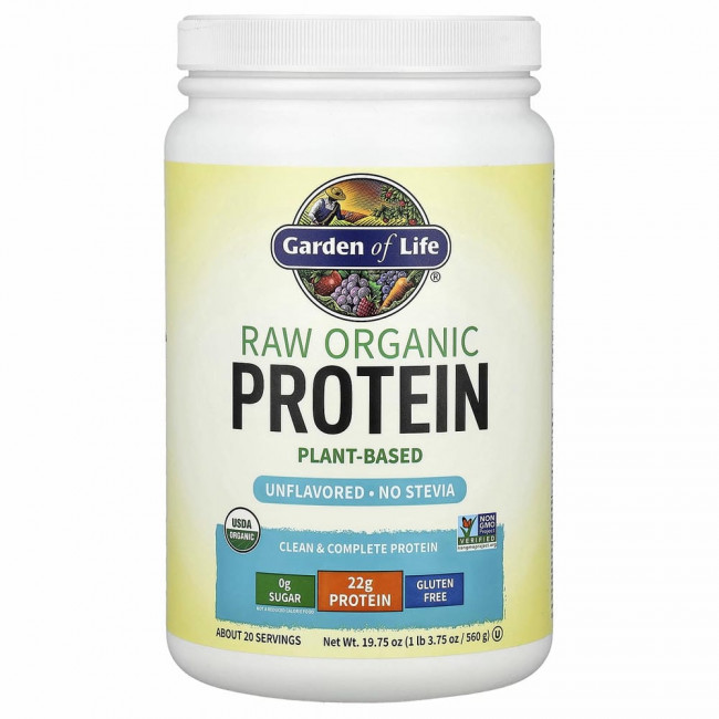 Garden of Life, Органический белок RAW, органическая растительная формула, без ароматизаторов, 560 г (19,75 унции)