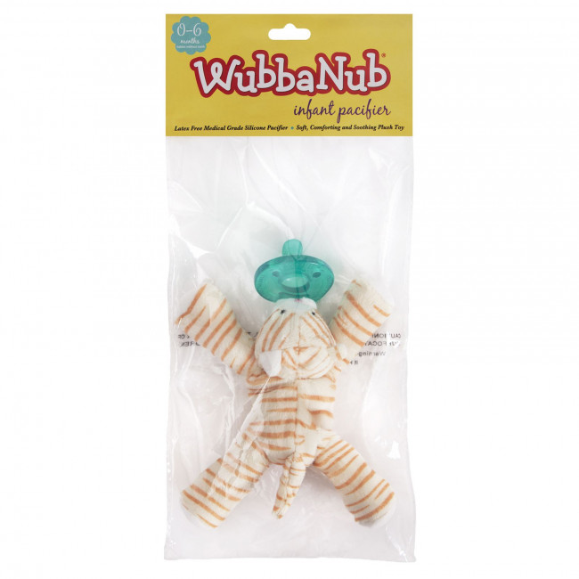 WubbaNub, Пустышка, для детей от 0 до 6 месяцев, полосатый котенок, 1 соска