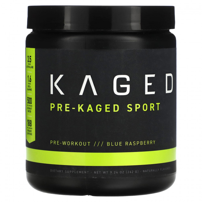 Kaged, Pre-Kaged, Sport Pre-Workout, голубая малина, 262 г (9,24 унции) Kaged, Pre-Kaged, Sport Pre-Workout, голубая малина, 262 г (9,24 унции)