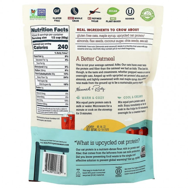 Seven Sundays, Protein Oats with Flax & Chia, клен и миндаль, 454 г (16 унций) Seven Sundays, Protein Oats with Flax & Chia, клен и миндаль, 454 г (16 унций)