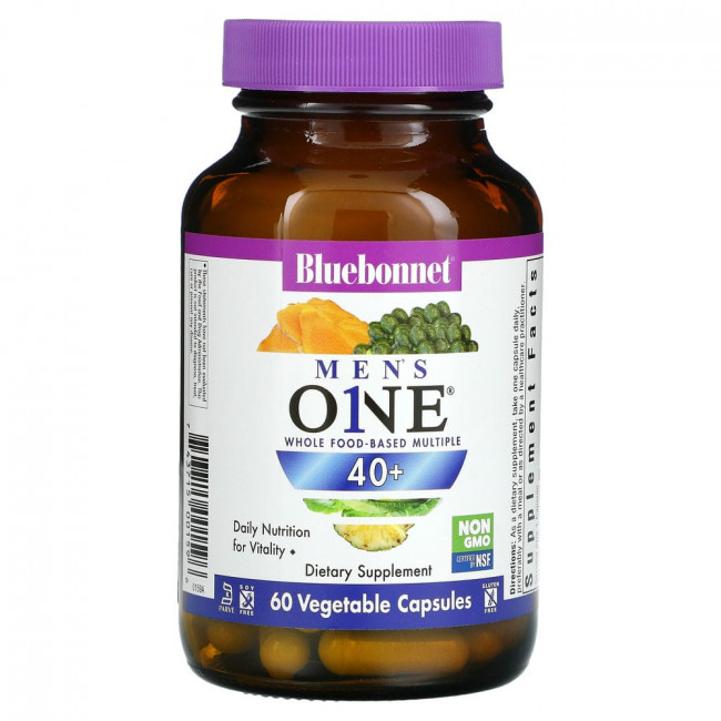 Bluebonnet Nutrition, Mens One, комплекс на основе цельных продуктов, от 40 до 60 растительных капсул Bluebonnet Nutrition, Mens One, комплекс на основе цельных продуктов, от 40 до 60 растительных капсул