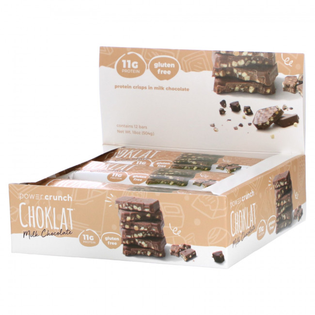 BNRG, Энергетический белковый батончик Power Crunch Choklat, молочный шоколад, 12 батончиков, вес каждого 42 г (1,5 унции) BNRG, Энергетический белковый батончик Power Crunch Choklat, молочный шоколад, 12 батончиков, вес каждого 42 г (1,5 унции)