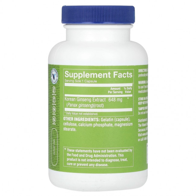 The Vitamin Shoppe, корейский женьшень, 120 капсул