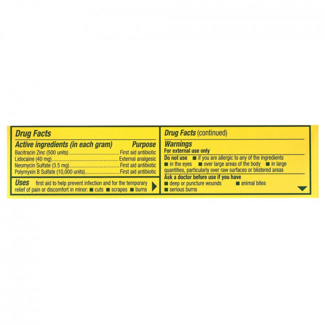 Neosporin, +Lidocaine Ointment, 0.5 oz (14.2 g)
