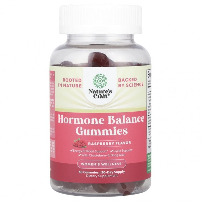 Nature's Craft, Women's Wellness, жевательные таблетки для поддержания баланса гормонов, малина, 60 жевательных таблеток Nature's Craft, Women's Wellness, жевательные таблетки для поддержания баланса гормонов, малина, 60 жевательных таблеток