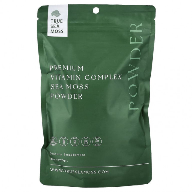 True Sea Moss, Комплекс витаминов премиального качества в порошке с морским мхом, 227 г (8 унций) True Sea Moss, Комплекс витаминов премиального качества в порошке с морским мхом, 227 г (8 унций)