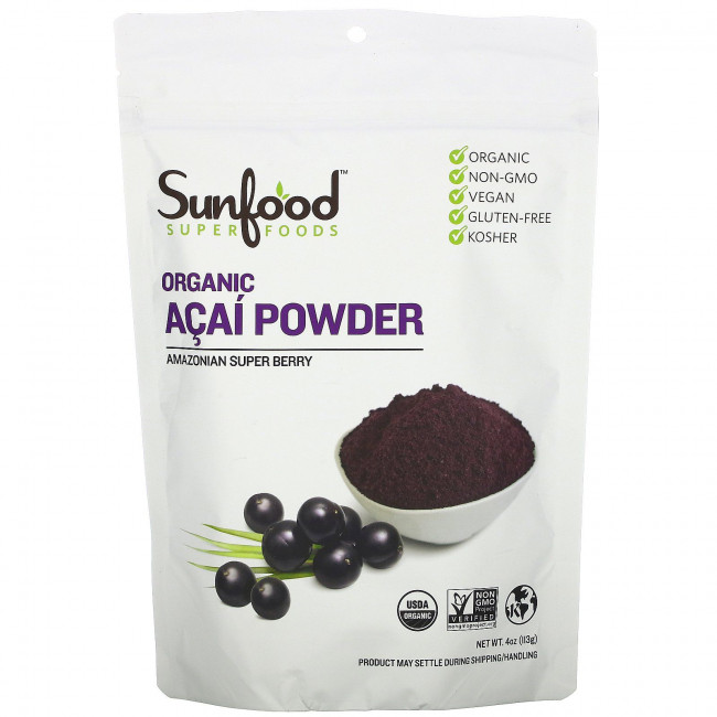 Sunfood, Органический порошок асаи, 113 г (4 унции) Sunfood, Органический порошок асаи, 113 г (4 унции)