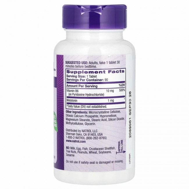 Natrol, Мелатонин, медленное высвобождение, 1 мг, 90 таблеток Natrol, Мелатонин, медленное высвобождение, 1 мг, 90 таблеток