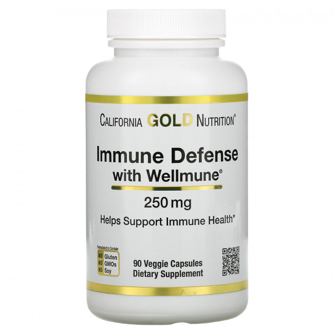California Gold Nutrition, Защита иммунной системы с помощью Wellmune, бета-глюкан, 250 мг, 90 растительных капсул California Gold Nutrition, Защита иммунной системы с помощью Wellmune, бета-глюкан, 250 мг, 90 растительных капсул