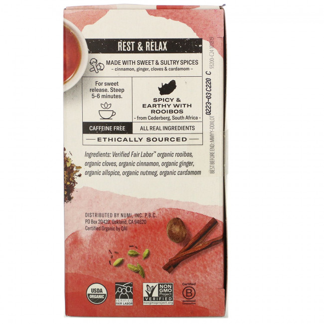 Numi Tea, Organic Herbal Teasan, чай ройбуш, без кофеина, 18 чайных пакетиков, 48,6 г (1,71 унции) Numi Tea, Organic Herbal Teasan, чай ройбуш, без кофеина, 18 чайных пакетиков, 48,6 г (1,71 унции)