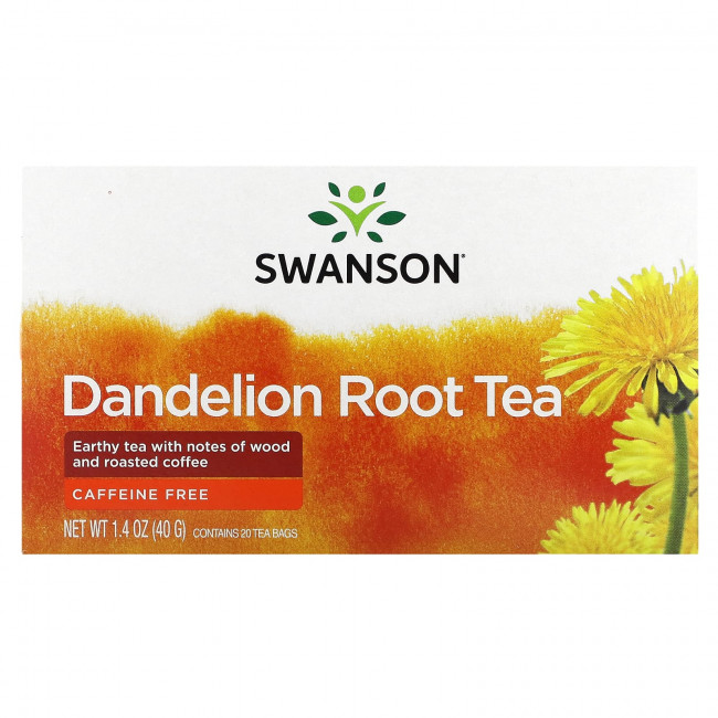 Swanson, Чай из корня одуванчика, без кофеина, 20 чайных пакетиков, 40 г (1,4 унции) Swanson, Чай из корня одуванчика, без кофеина, 20 чайных пакетиков, 40 г (1,4 унции)
