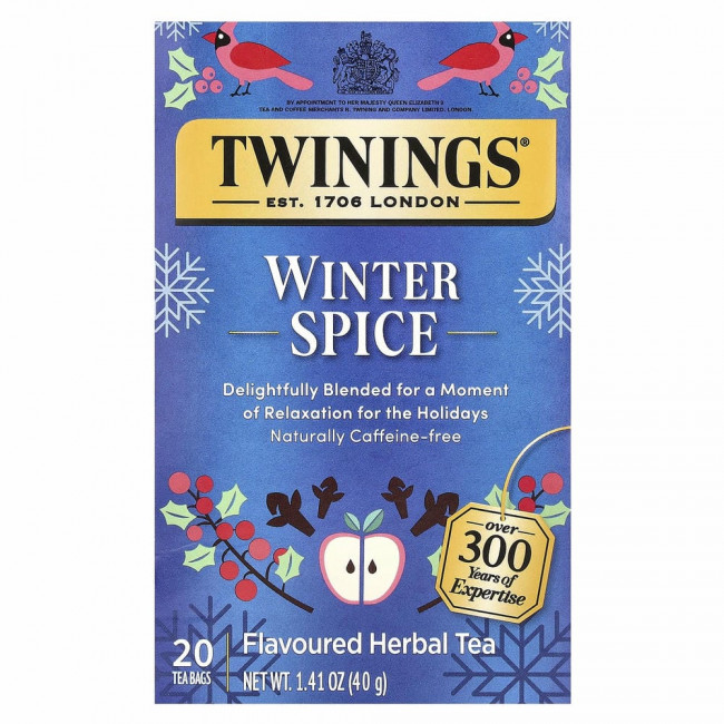 Twinings, Травяной чай, Winter Spice, без кофеина, 20 чайных пакетиков, 40 г (1,41 унции) Twinings, Травяной чай, Winter Spice, без кофеина, 20 чайных пакетиков, 40 г (1,41 унции)