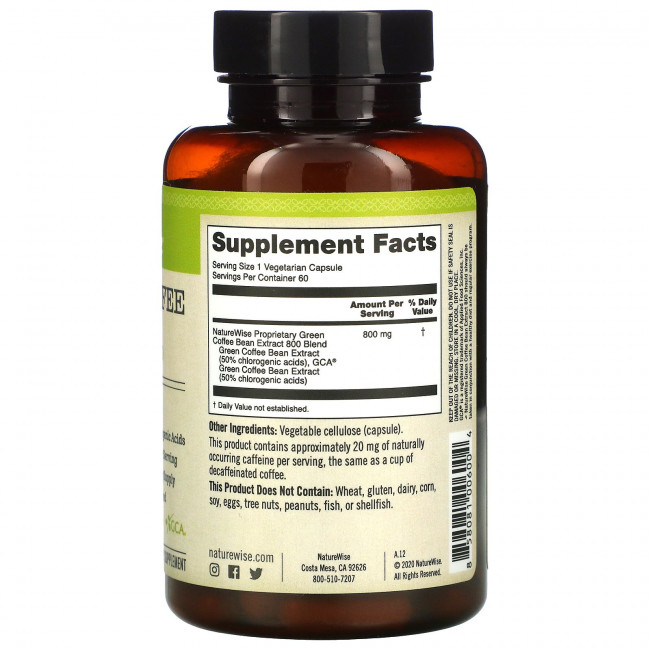 NatureWise, Green Coffee Bean Extract 800, 60 Veggie Caps NatureWise, Green Coffee Bean Extract 800, 60 Veggie Caps