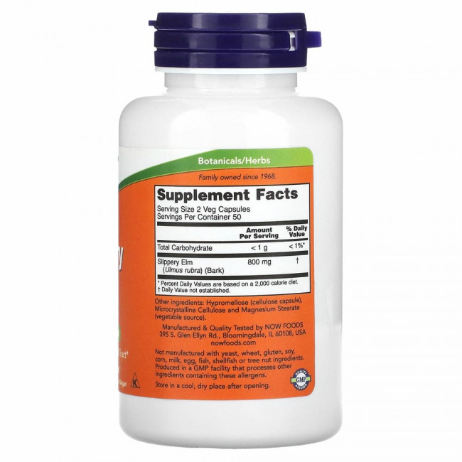 NOW Foods, красный вяз, 400 мг, 100 растительных капсул NOW Foods, красный вяз, 400 мг, 100 растительных капсул